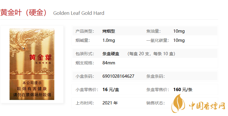 黃金葉(硬金)多少錢一包 黃金葉(硬金)價(jià)格參數(shù)一覽。
